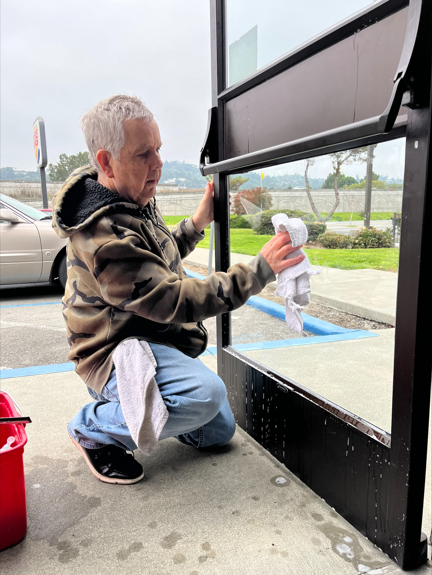 Man cleaning windows